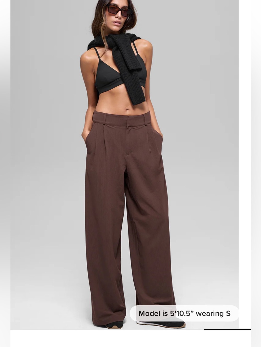 ALO Yoga Wide-Leg High-Rise Pants in Chocolate Brown